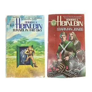 2 Vtg PB Novels by Robert A. Heinlein Tunnel in the Sky, Starman 1977 75 Sci Fi